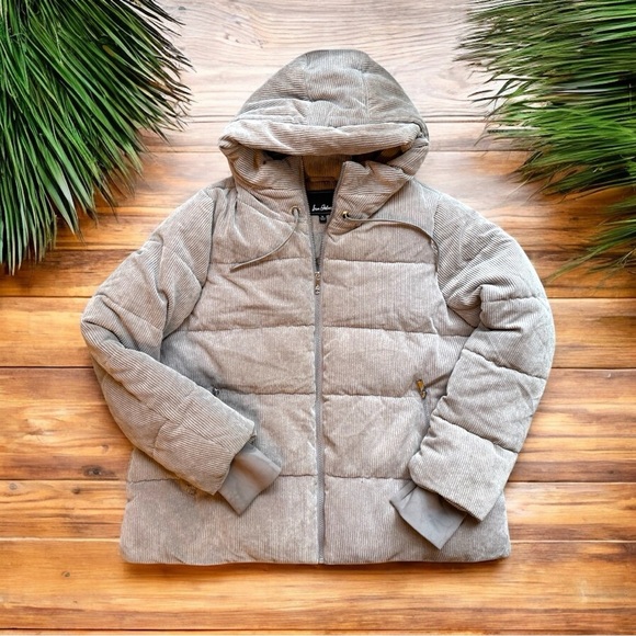 SAM EDELMAN Quilted Corduroy Hooded Puffer Jacket - XL - Picture 6 of 16
